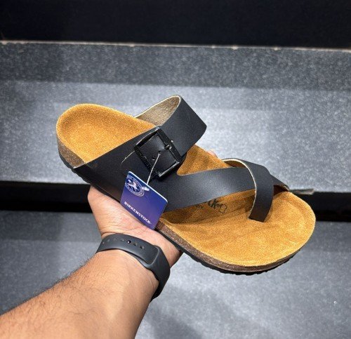 BIRKENSTOCK MAYARI BLACK LETHER WITH SOLE BRANDING