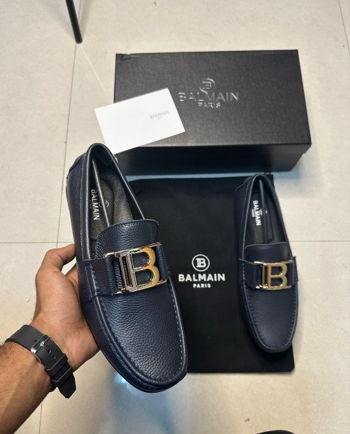 Balmainn Leather Luxury Loafer Navy Blue L18