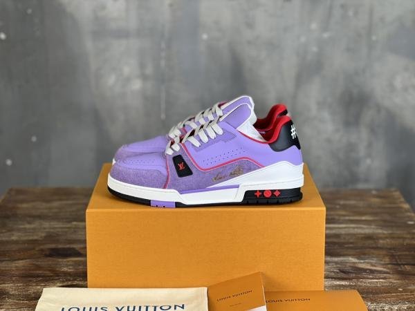 Louisvuitton lv trainer purple Calf Leather Double Box Sneaker