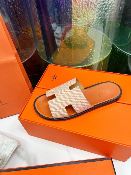 Hermes Izmir Mens Leather Premium Sandal Orange