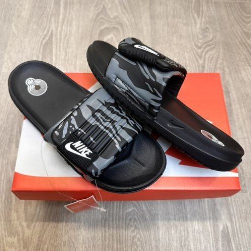 WMNS Nike Offcourt Camo Adjust Grey Black Premium Slides