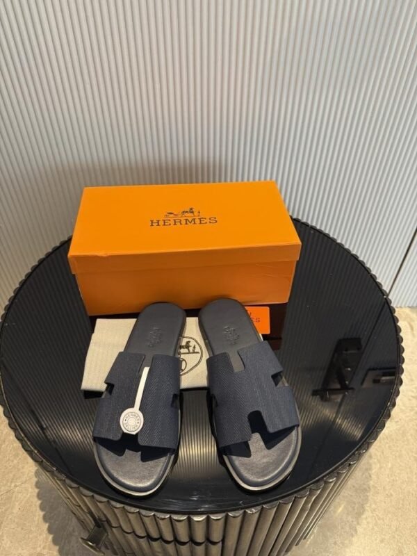 Hermes Izmir Premium Leather Mens Navy