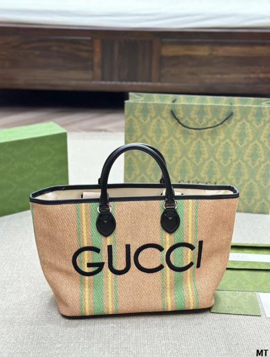 GUCC.I CANVAS TOTE BAG WITH EMBOSSED PREMIUM WITH DUST BAG