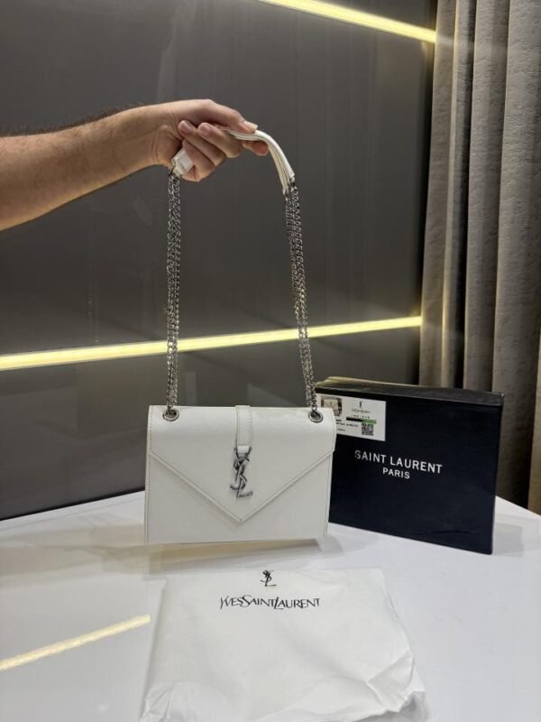 YSL WHITE PREMIUM LEATHER HAND BAG WITH OG BOX