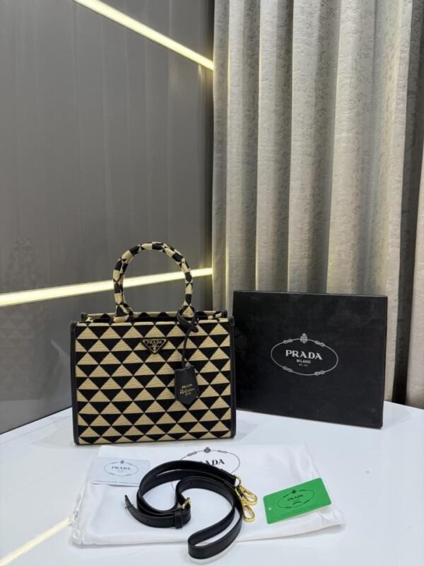PRAD.A PREMIUM BLACKBEIGE MINI TOTE BAG WITH OG BOX