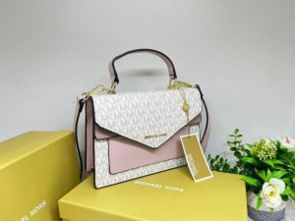 Michael_Kors_Mk_Ludlow_Signature_Leather_Satchel_Bag_With_Box_White_Pink_3323