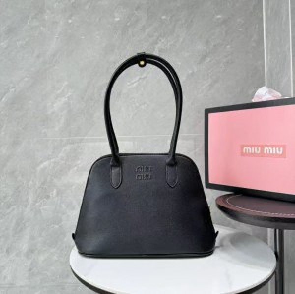 Miu Miu Embossed-Logo Medium Tote Bag With Dust Bag (3005 Black)