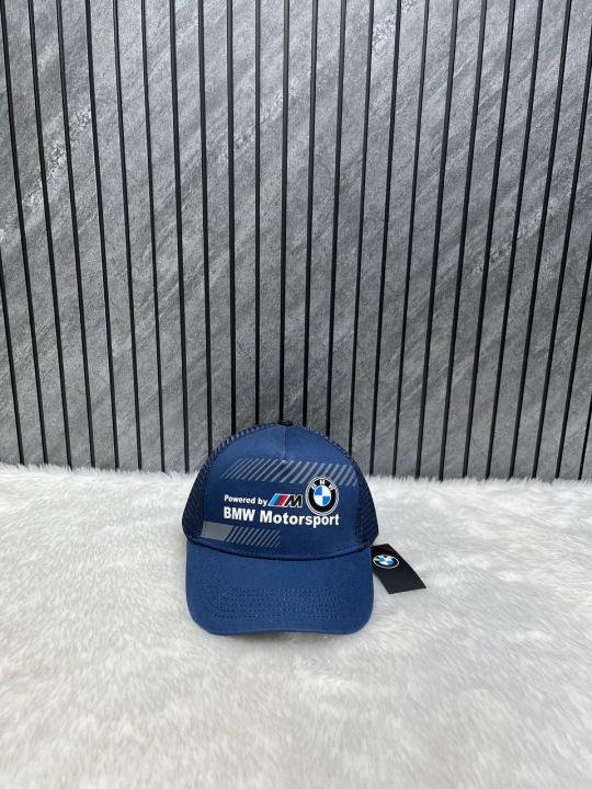 Bmw Motorsport Navy Blue Sports Premium Unisex Trucket Hat With Safety Box