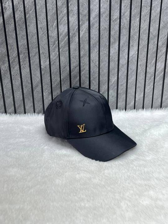 Louis_Vuitton_Nylon_Black_Small_Side_Logo_Flower_Top_Premium_Unisex_Cap_With_Safety_Box