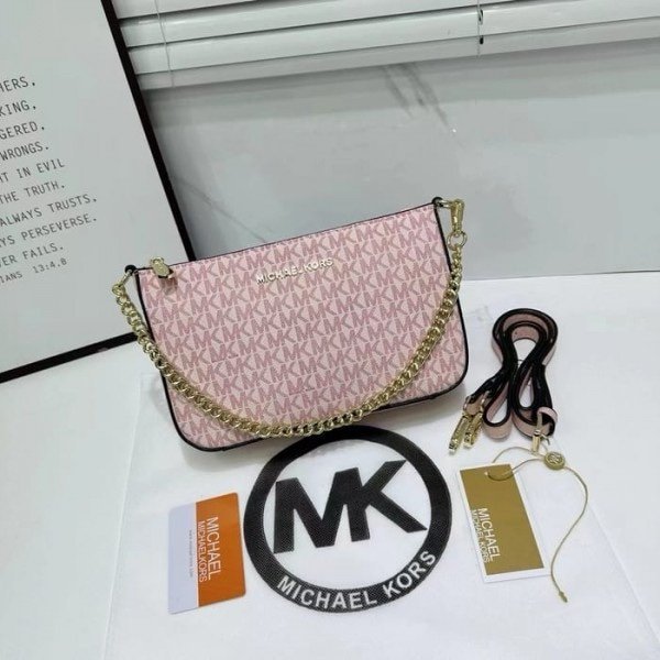 Michael Kors Jet Set Chain Pouchette Bag With OG Box & Dust Bag (Pink 22318)