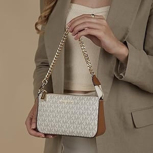 Michael Kors MK MD Chain Pouchette Bag With Dust Bag (White - 249)(BSB)
