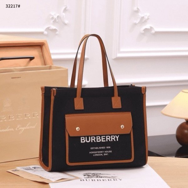 Burberry Horseferry London Tote Bag With Dust Bag (Black_Brown-985)(BSB)