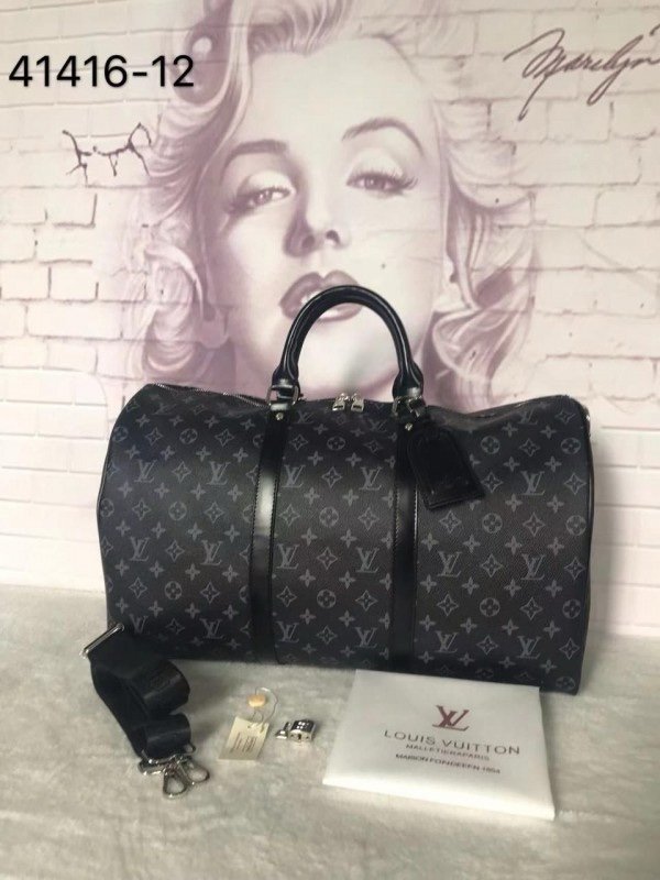 Louis Vuitton Keepall 55 Premium Duffle Bag With Dust Bag Black Flower 41416-12(LB)