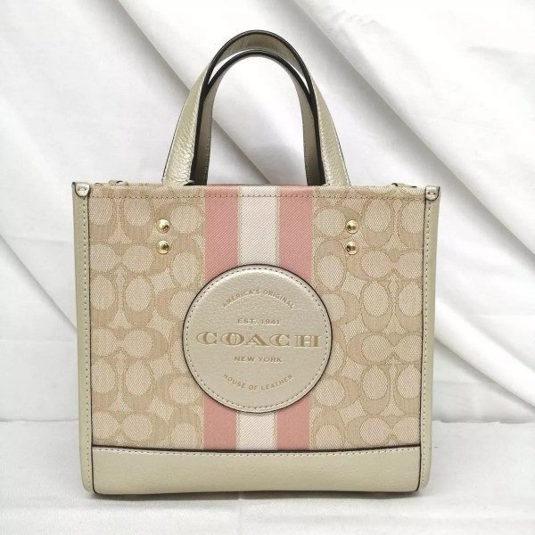 Coach Dempsey Tote 22 in Signature Jacquard With Stripe and Coach Patch With OG Box & Dust Bag (Pink - 5638)*💝💯