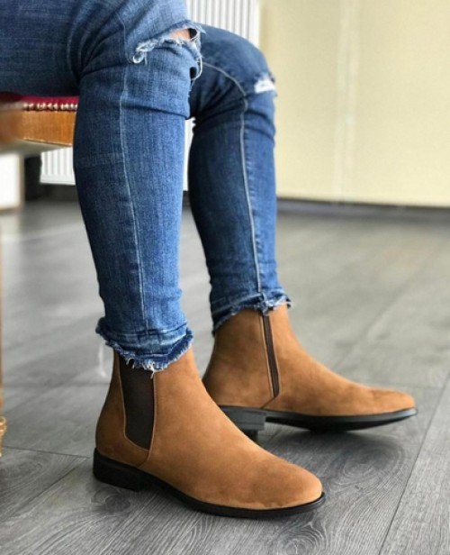 Zar_a Chelsea Suede Boots Brown