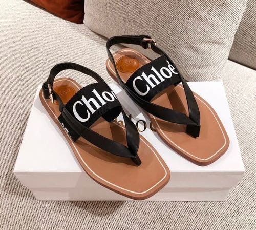Chloe Flat Sandal Black For Woman With Original Box DustCover