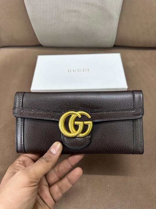 Gucci Flap Long Wallet For Women With Orignal Box Coffee 1