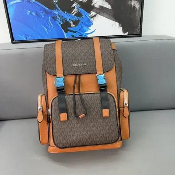 Michael_Kors_Outlet_Unisex_Brown_Two-Tone_High_Quality_Leather_Backpack_With_Dust_Cover_379301_Brown_Leather