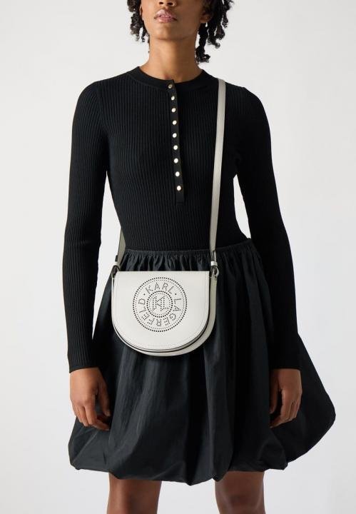 Karl Lagerfeld KCircle Saddle Perforated Logo Bag -White With OG Box & Dust Bag