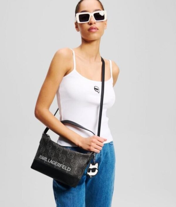 Karl Lagerfeld Ikon Crossbody NFT All Over Pattern Black Bag With Dust Bag