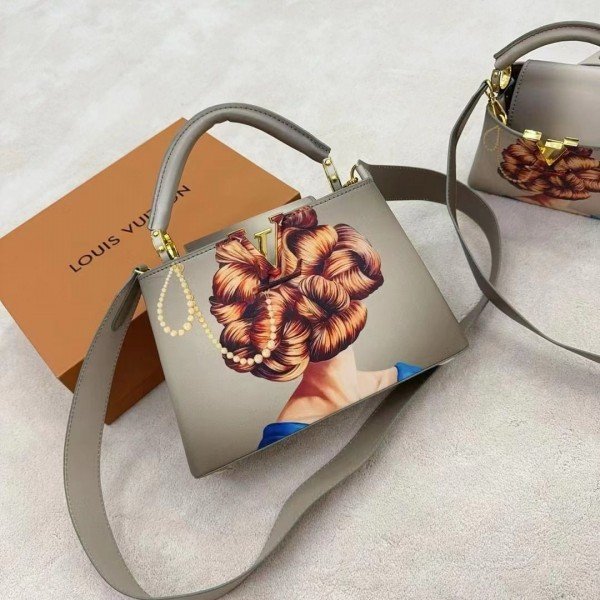 Louis_Vuitton_LV Capucines M23841 Artycapucines Premium Quality Leather Bag With OG Magnetic Box & Dust Bag & Extra Shoulder Strap (White - 713)