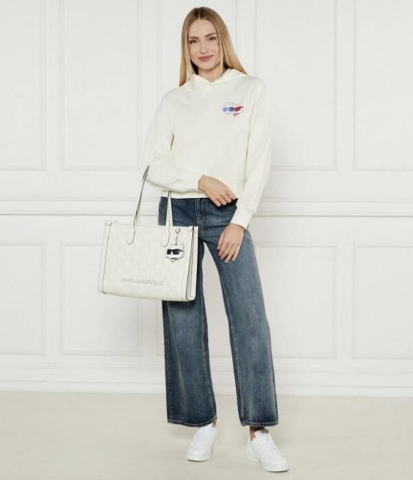 KARL LAGERFIELD WHITE PRINT PREMIUM TOTE BAG WITH DUST BAG