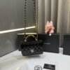 CHANE.L BLACK SHINY PREMIUM LEATHER TOP HANDLE WITH OG BOX & LABUBU DOLL FREE GIFT