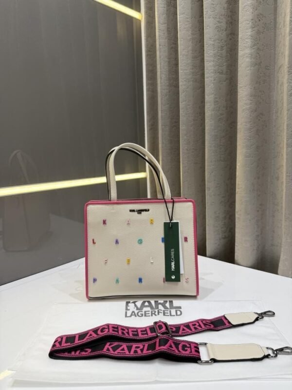 KARL LAGERFIELD MAYBELLE SATCHEL KARL LETTERS WHITE BAG PREMIUM WITH OG DUST BAG