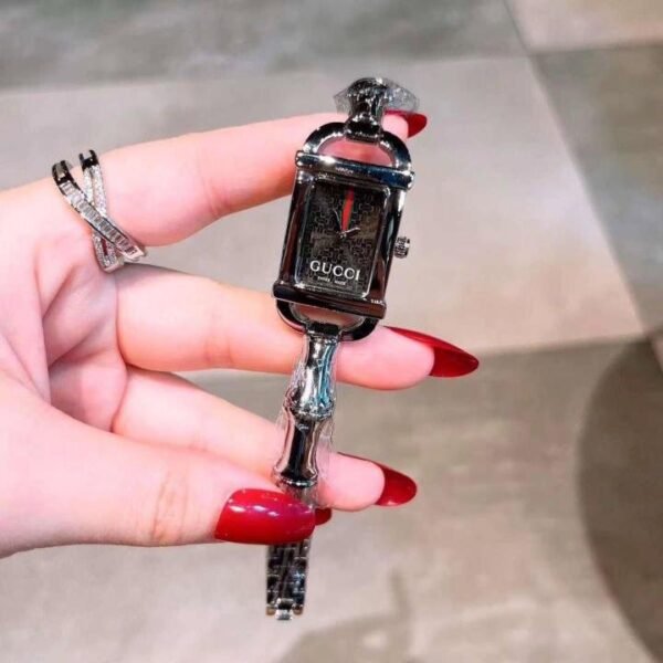 Gucc_i bamboo silver black dial for her