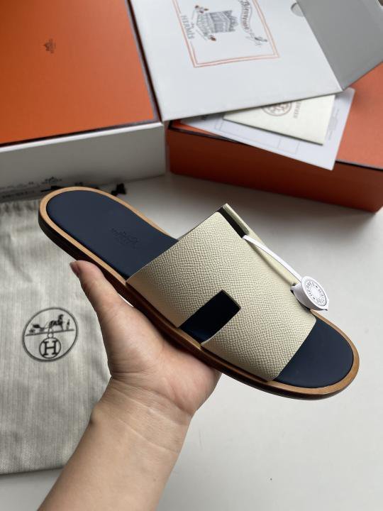 Hermes Izmir Mens Premium Leather NavyCream
