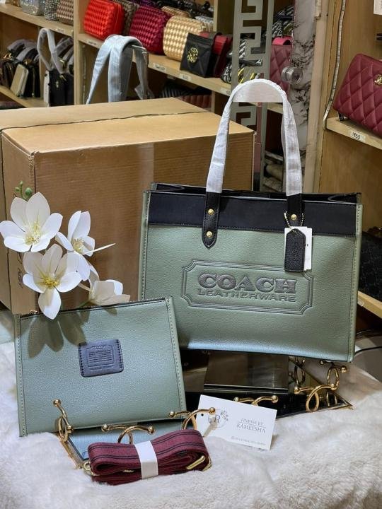 Coach_Field_Tote_30_Authenic_Black_Canvas_Olive_Leather_With_Pouch_OG_Box_&_Dust_Bag_6739_Olive