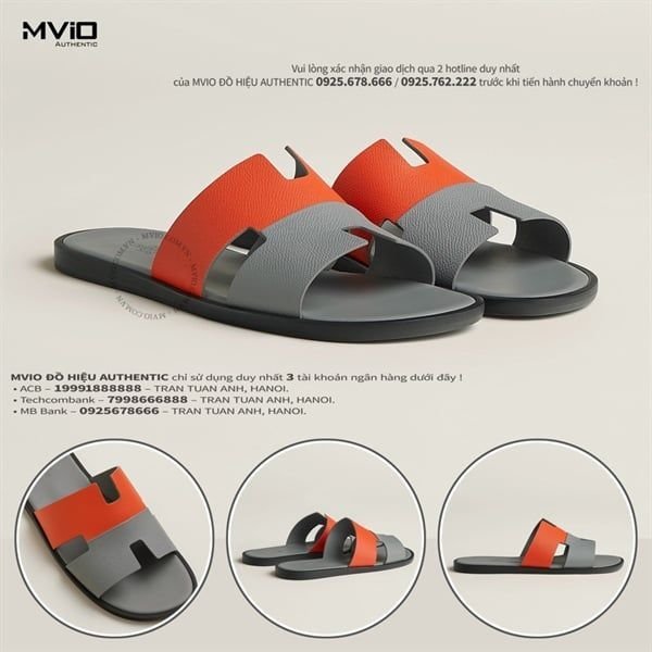 Hermes Paris Izmir Orange Poppy Gris Brume Premium Slide