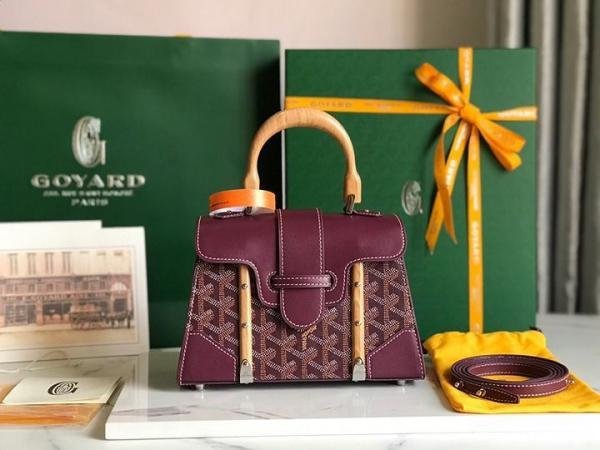 Goyard Maroon Goyardine Mini Saigon Bag With Strap