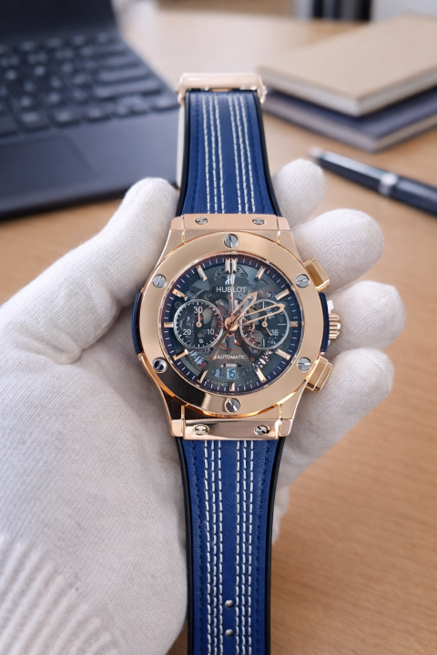 Hublot Big Bang Chrono Blue Leather Belt AT 409