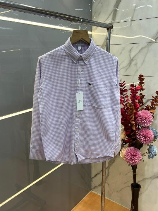 Lacost e Lavender Premium Shirt 100% Oxford Cotton Fabric With custom Branded Button Tagging And Brand Poly Bag 3831
