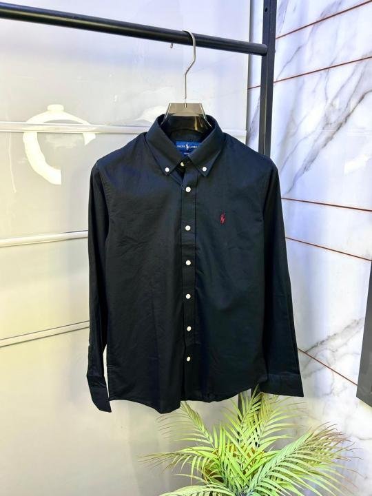 Ralp h Lauren Black Embroidery Logo Premium Shirt With Brand Box Packing F2891-BL