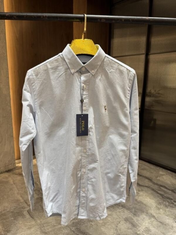 RALP_H LAUREN LIGHT BLUE PREMIUM COTTON LOGO SHIRTS