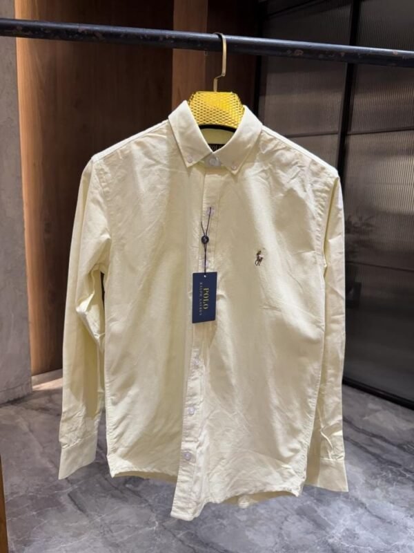 RALP_H LAUREN LIGHT YELLOW PREMIUM COTTON LOGO SHIRTS