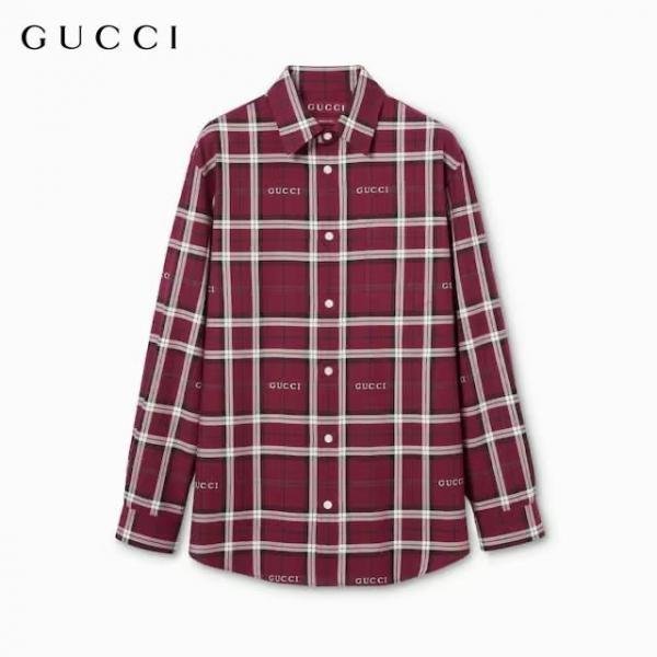 GUCC_I GG RED CHECKS PREMIUM QUALITY SHIRTS