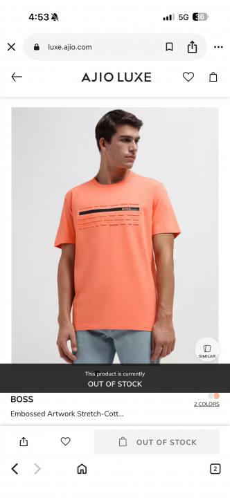 Boss Middle Brand Embossed Print Round Neck T-shirt Orange