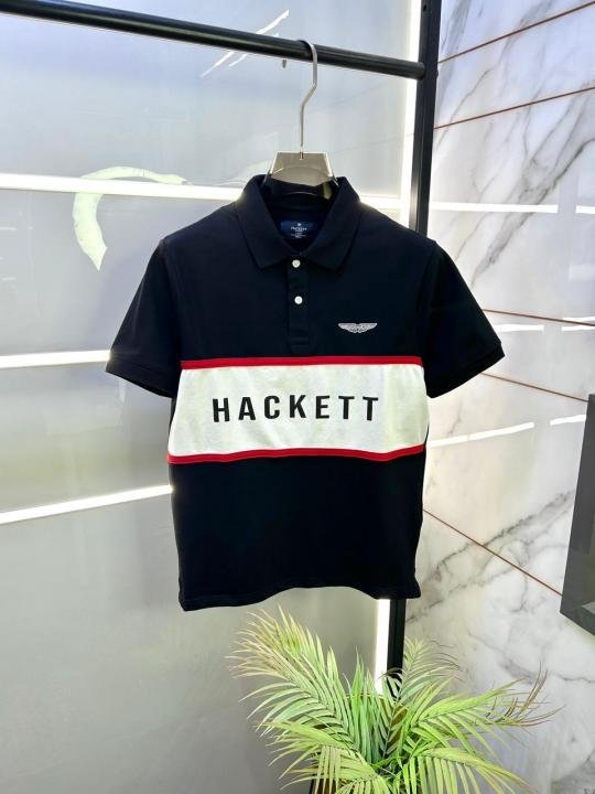 Hacket t London Black Collar Neck Premium Polo T-shirt F3505-BL